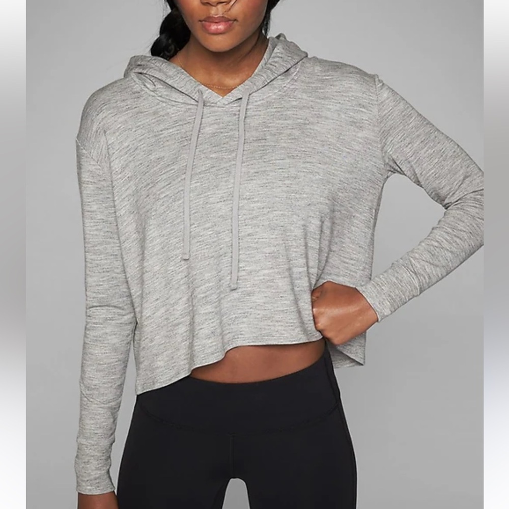 Athleta Uptempo Short Hoodie Pullover Charcoal Grey Long Sleeve NWT